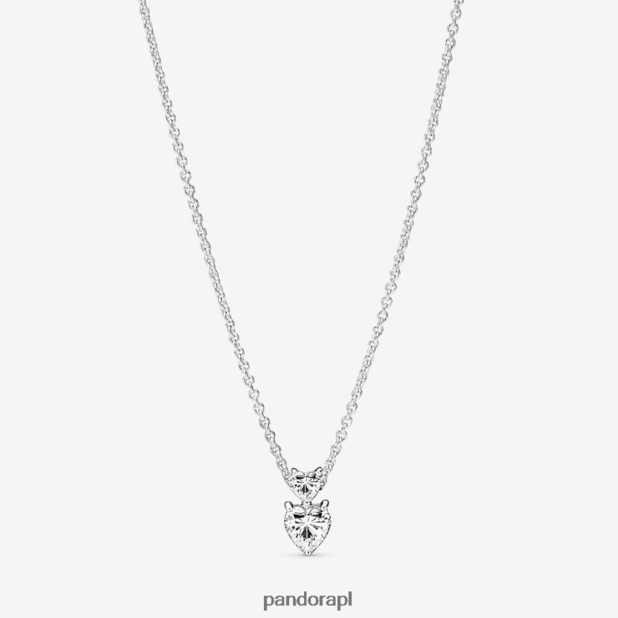 srebro Akcesoria Pandora Wisiorek z podwójnym sercem, błyszczący naszyjnik collier DFDN758