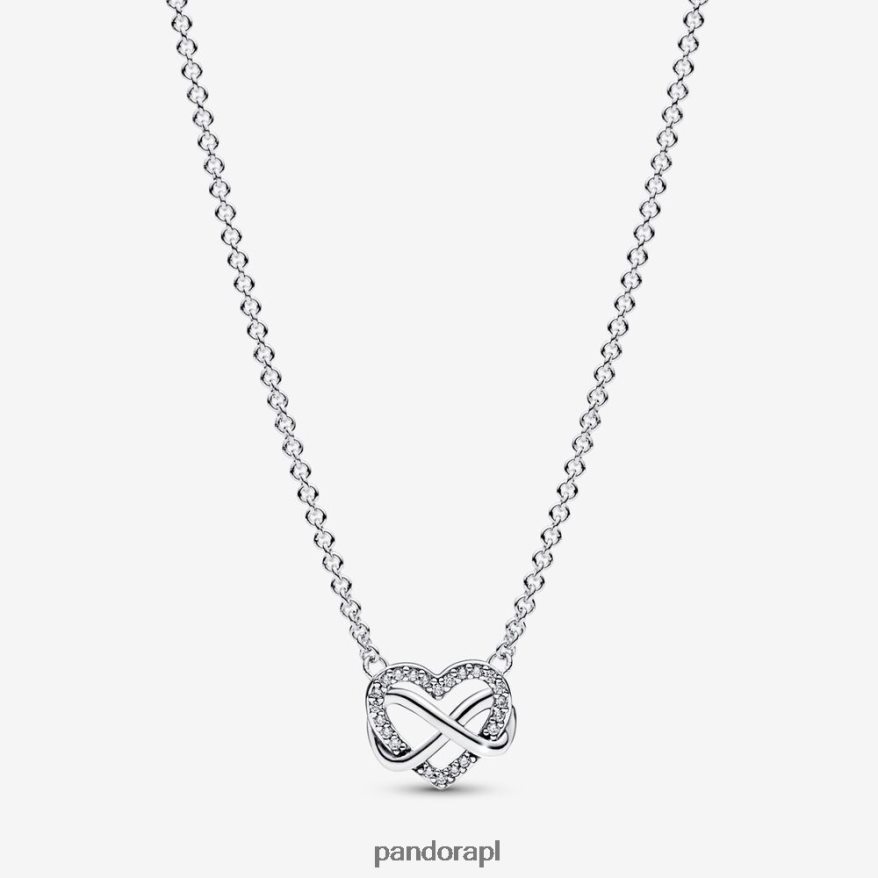 srebro Akcesoria Pandora błyszczący naszyjnik w kształcie serca nieskończoności Collier DFDN749