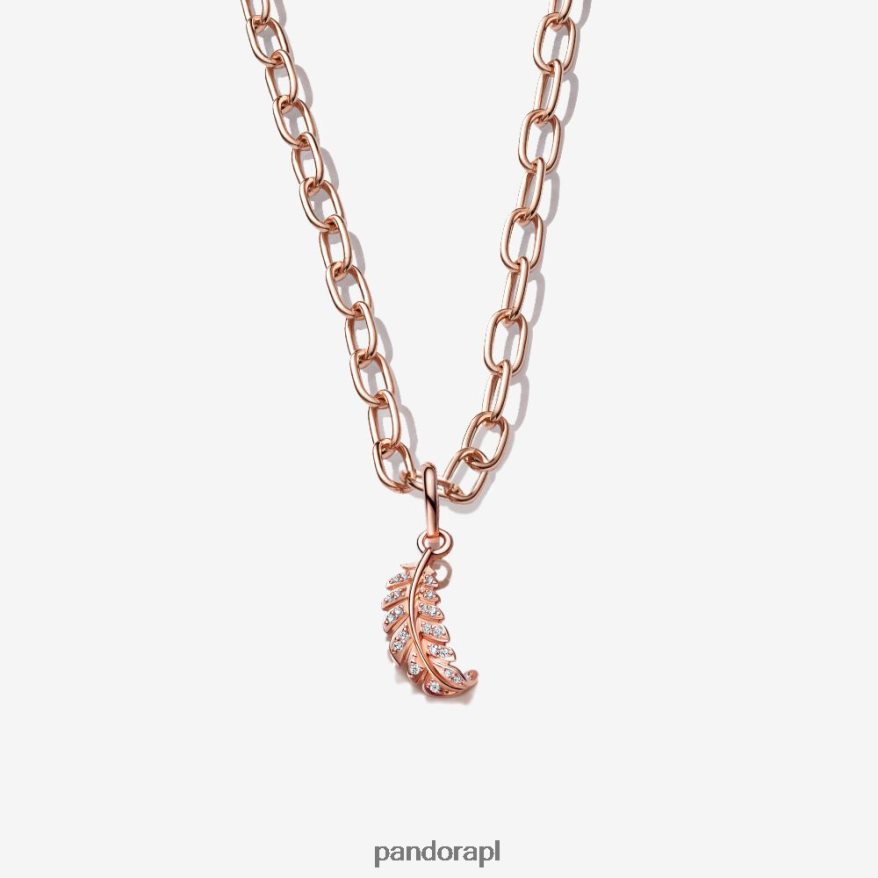 standardowy kolor Akcesoria Pandora Zestaw naszyjników z zakrzywionym łańcuszkiem z piórami DFDN799