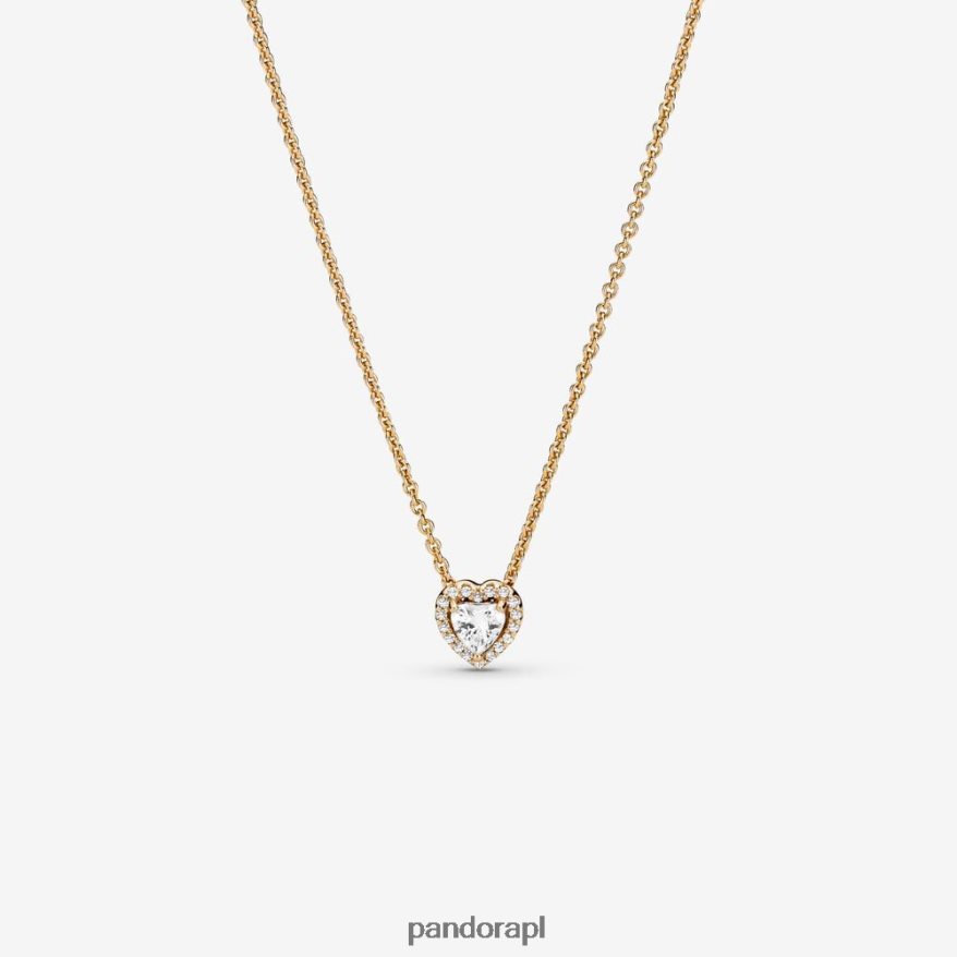 złoto Akcesoria Pandora naszyjnik z podwyższonym sercem DFDN754