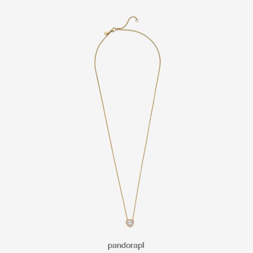 złoto Akcesoria Pandora naszyjnik z podwyższonym sercem DFDN754