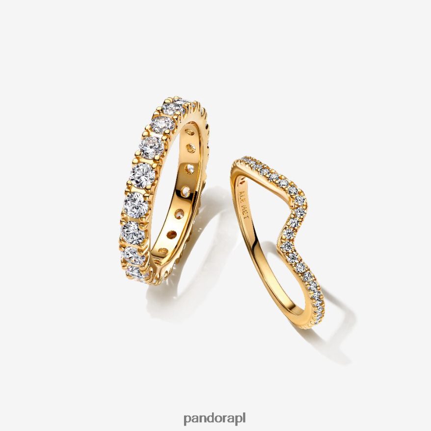 standardowy kolor Akcesoria Pandora błyszczący zestaw pierścieni wieczności i fali DFDN572