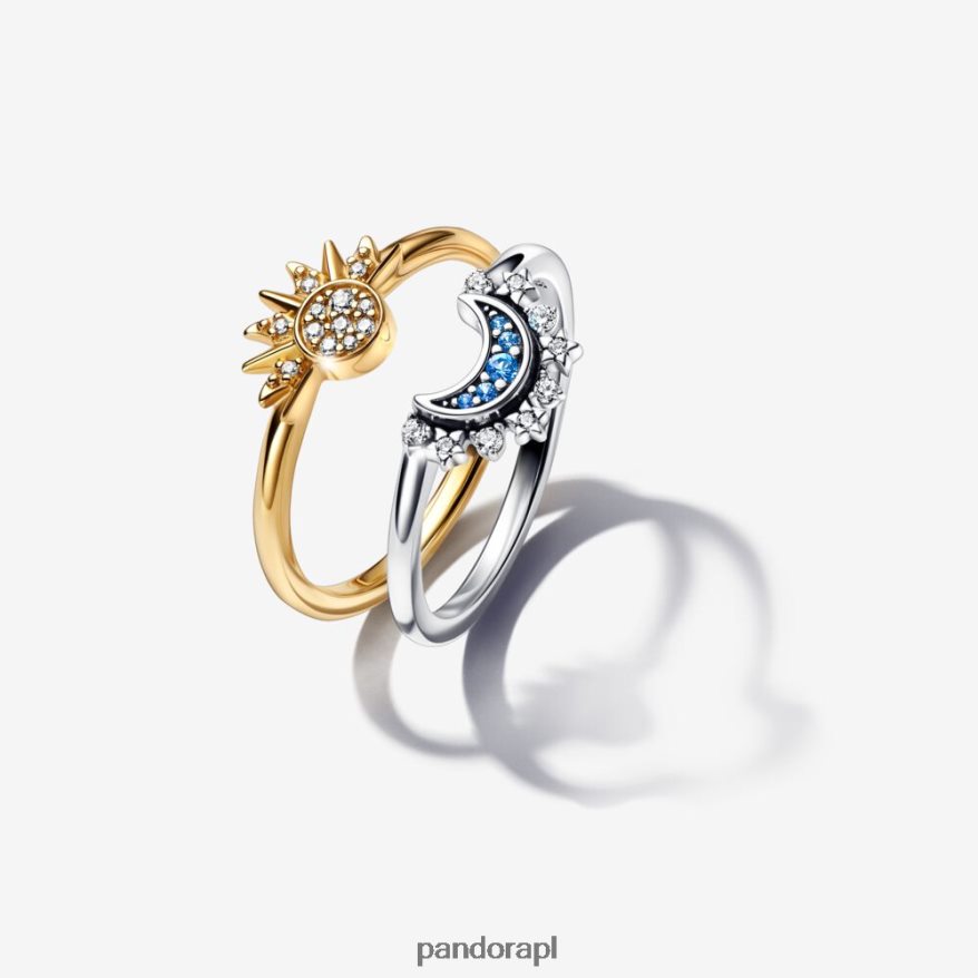 standardowy kolor Akcesoria Pandora zestaw niebiańskich pierścieni słońca i księżyca DFDN694