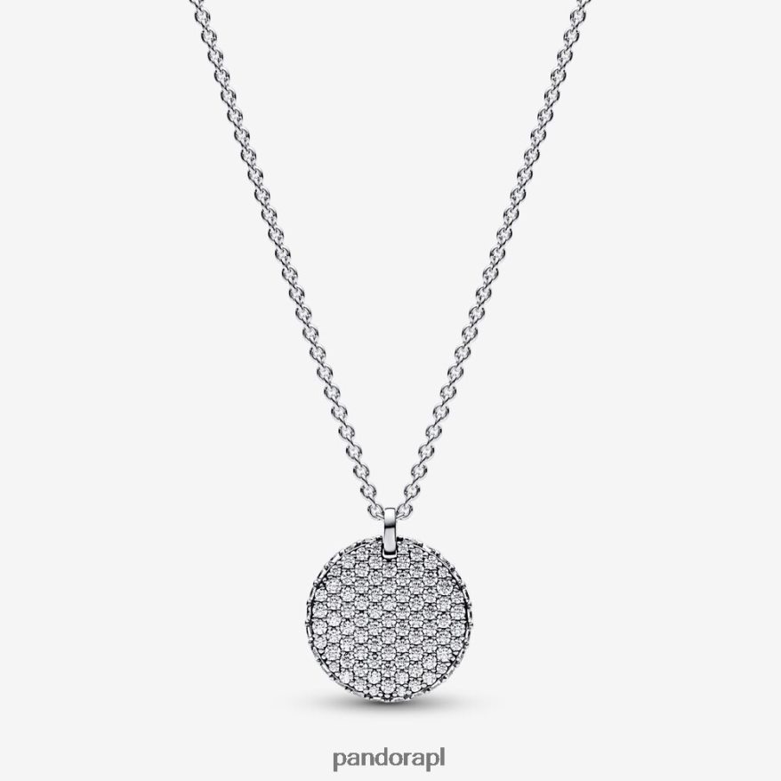 standardowy kolor Akcesoria Pandora Zestaw Pave z okrągłym naszyjnikiem i kolczykami DFDN764