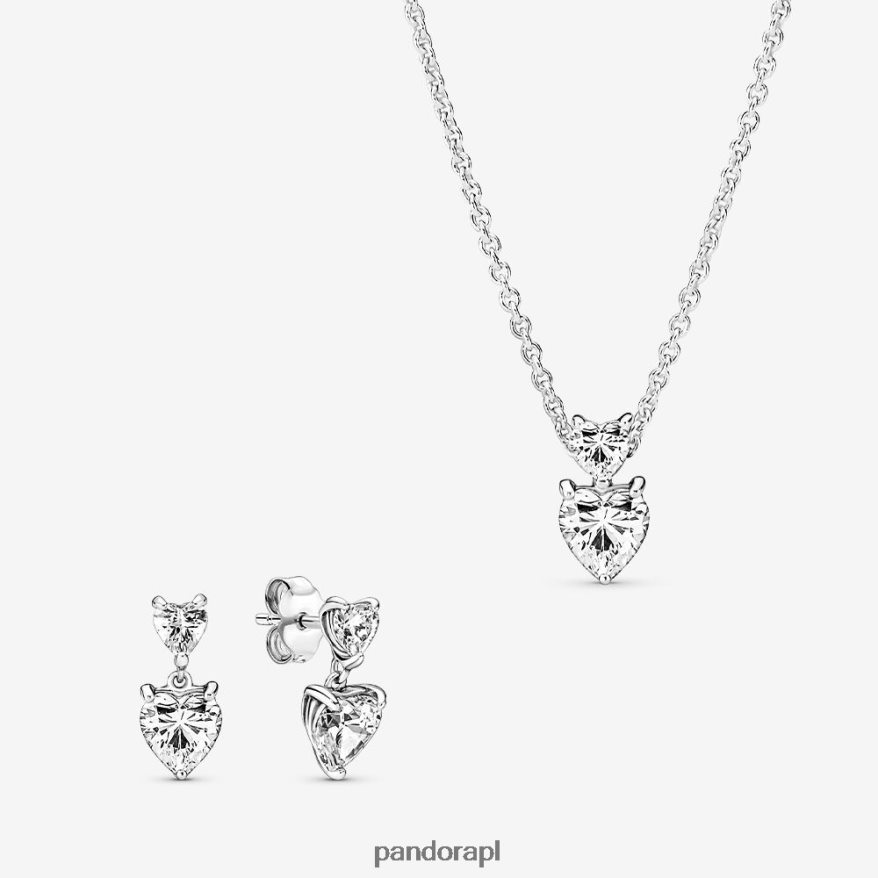 standardowy kolor Akcesoria Pandora błyszczący zestaw biżuterii z podwójnym sercem DFDN759