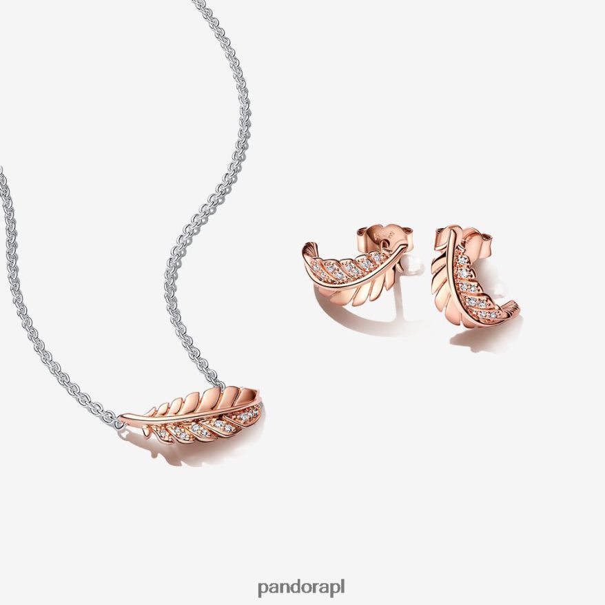 standardowy kolor Akcesoria Pandora pływający, zakrzywiony naszyjnik i kolczyki z piór DFDN783