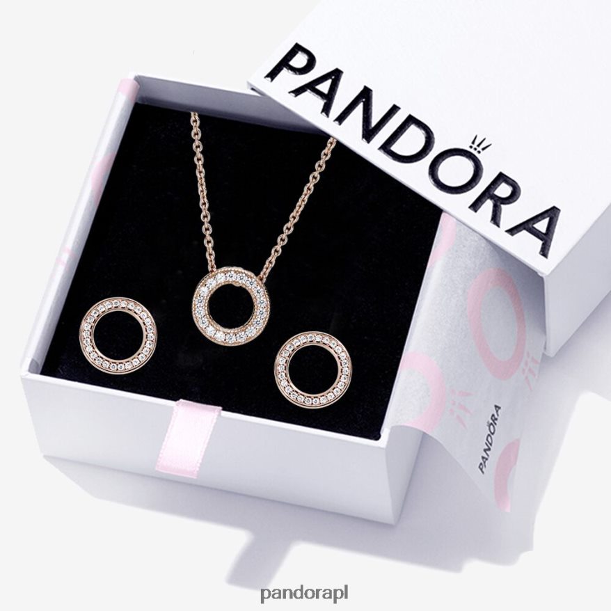standardowy kolor Akcesoria Pandora zestaw upominkowy z błyszczącą biżuterią w kształcie koła Pave DFDN804